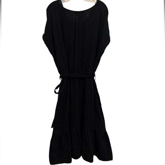 Ruffle Hem Tiered Dress Lightweight Flowy Gauze Neutral Black Gap Size XXL - Picture 8 of 16
